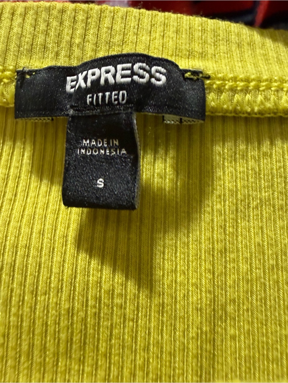 Express Lime Ribbed Crop Fitted Tee Small - Picture 3 of 4